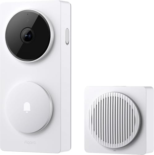 Aqara Smart Doorbell Camera G410 with Chime, 2K, HomeKit Secure Video, 2-Way Audio, Built-in Matter Hub, Wireless/Wired, Supports Apple Home, Alexa, Google, Home Assistant, 2.4G/5GHz Wi-Fi, White