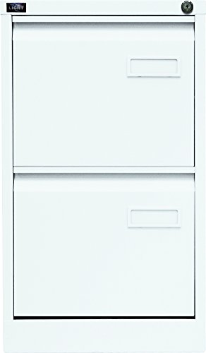 Bisley LIGHT Hängeregistraturschrank, einbahnig, DIN A4, 2 HR-Schubladen, Metall, 696 Verkehrsweiß, 62.2 x 41.3 x 71.1 cm