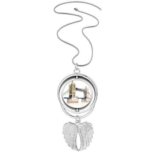 Collier pendentif pont de Londres et ailes d'ange, bijou fantaisie tendance pour femme