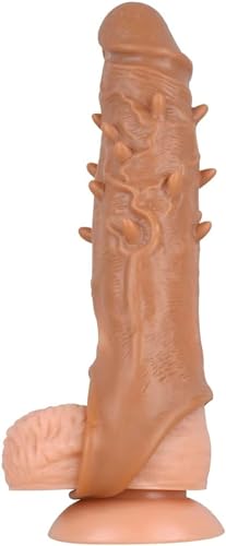 Sponver Threaded mace Condom Male Condom Adult Lock fine Ring Extended Sleeve Extender Enhancer, Small, Flesh