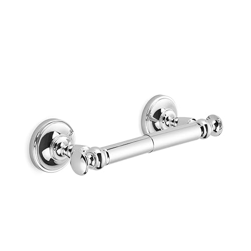 khtumeware Double Post Toilet Paper Holder Vibrant Polished Chrome Tissue Roll Holder for Bathroom Organization and Storage Single Double Toilet Tissue Holder Wall Bathroom Accessories (1-Pack)