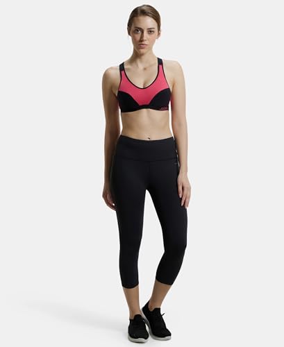 Image of Jockey 1378 Women Wirefree Padded Super Combed Cotton Elastane Stretch Full Coverage Racerback Active Bra with StayFresh and Moisture Move Treatment