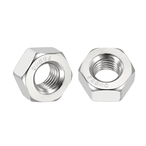 Image of Kozelo 50pcs Hex Nuts - [1/4"-28] 304 Stainless Steel 18-8 (A2-70) Hardware Nuts for Mechanical Repair & Assembly, Standard Inch Fine Thread Nut, Bright Finish, Silver