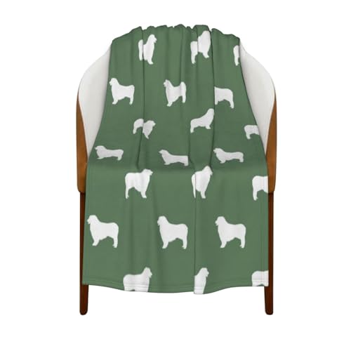 Tcoay Australian Shepherd Silhouette Hunderassen Med Green, Überwürfe für Schlafsofa, Stuhl, dekorative Überwurfdecke, Decke für die Reise, 76,2 x 101,6 cm