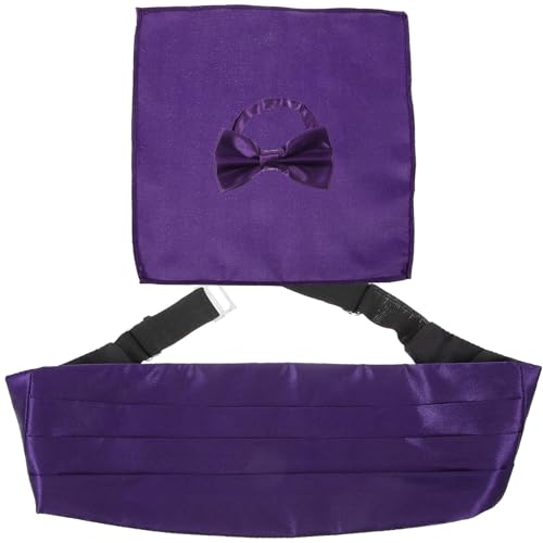 Set de moño, fajín y pañuelo de satén morado