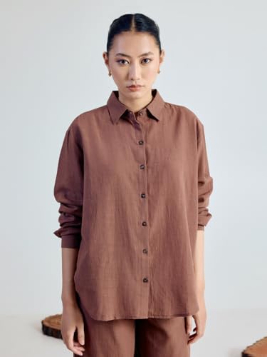 Image of FIORRA Women's Linen-Blend Loose Relaxed Fit Co-Ord Set