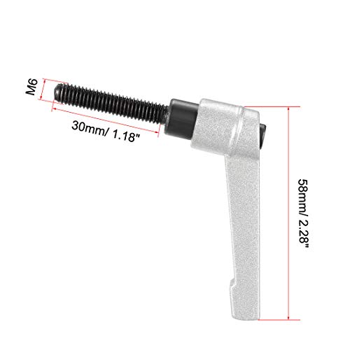 Image of uxcell M6 x 30mm Handle Adjustable Clamping Lever Thread Push Button Ratchet Male Threaded Stud Knobs Quick Release Screw Handles Bolts with Locking Lever Silver Tone 3pcs