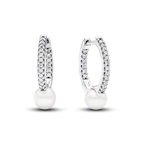 Pendientes Pandora de aro 293171C01 perlas y pavé
