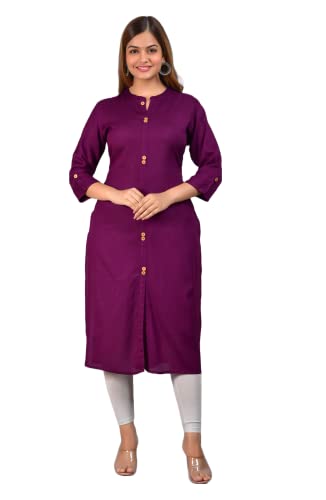 Image of NEW4U Women's Solid Rayon Straight Kurta