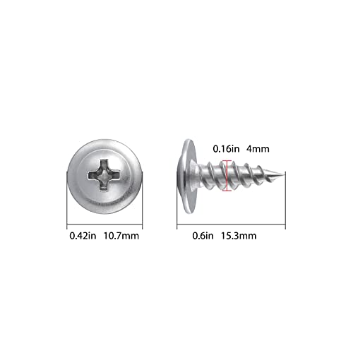 Image of (400 pcs)#8x1 /2 inch Phillips Truss Head Wood Screws Stainless Steel 410 Quick Metal Self Tapping