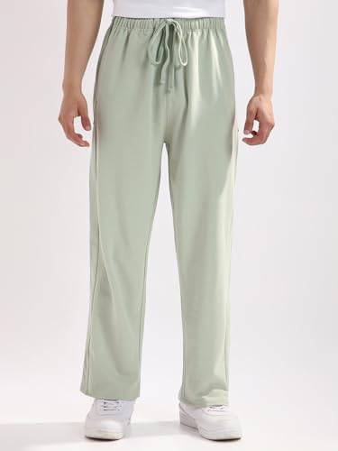Image of Nobero Zenline Joggers for Men | Track Pants for Men | Straight Fit Joggers | Elasticated Waist with Drawcord | Soft & Breathable Fabric | Casual Everyday Wear