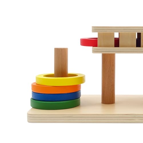 Image of Hidoggy Montessori Wooden Ring Slide Toy for Toddlers 1-3, Wooden Educational Toy Stacking Toy for Hand-Eye Coordination, STEAM Toddler Toy