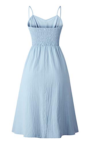 Image of Angashion Women's Dresses-Summer Floral Bohemian Spaghetti Strap Button Down Swing Midi Dress
