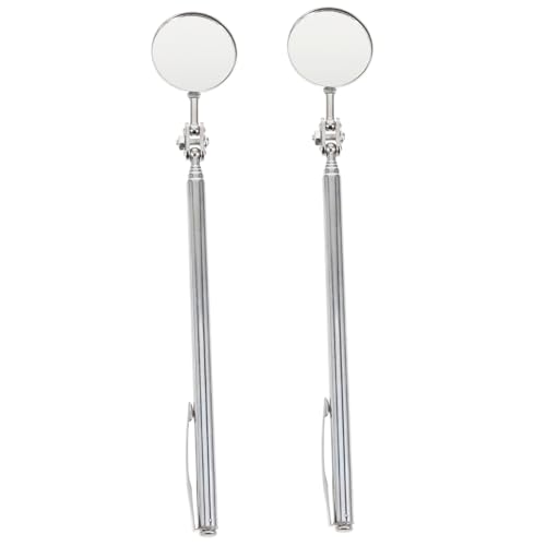 OUNONA 2pcs Detector Retractable Auto Inspection Round Mirror Handheld Security Mirror Magnifying Inspection Mirror Vehicle Inspection Flexible Mirror Under Vehicle Stainless Steel Silver