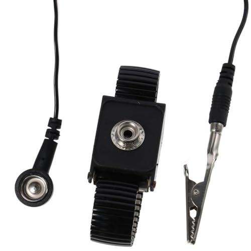 Image of ESD Wrist Strap Metal Extendable with Alligator Clip Grounding Wristband Detachable Extra Long Cord Adjustable ESD Wrist Band Electronics Repair