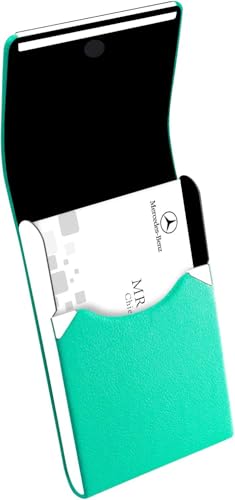 Image of Padike Professional Business Card Holder PU Leather Business Card Case Name Card Holder Slim Metal Pocket Card Holder with Magnetic Shut (Y-Lake blue)
