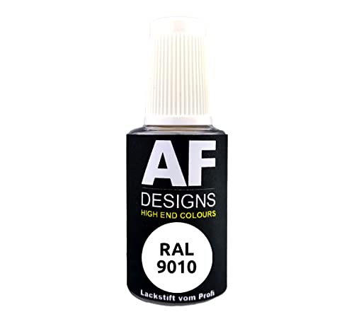 Alex Flittner Designs Pennarello a vernice RAL 9010, bianco puro, lucido, 20 ml, vernice per ritocco acrilico, vernice per riparazione, legno, metallo, mobili da bagno