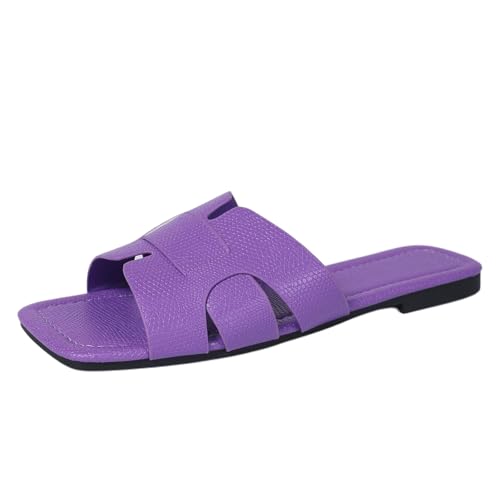 Women's Dressy Casual Flat Sandals, Elegant Comfortable Slip-On Slides with Textured Upper, Versatile Dressy Style for Everyday Wear2