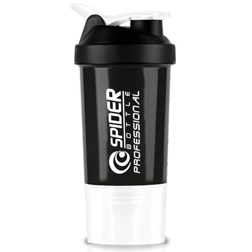 Image of Zyro Spider Gym Shaker Bottle, Shakers for Protein Shake 500 Ml with 1 Storage Compartment Gym protein shaker for workout (Pack of 1,White)