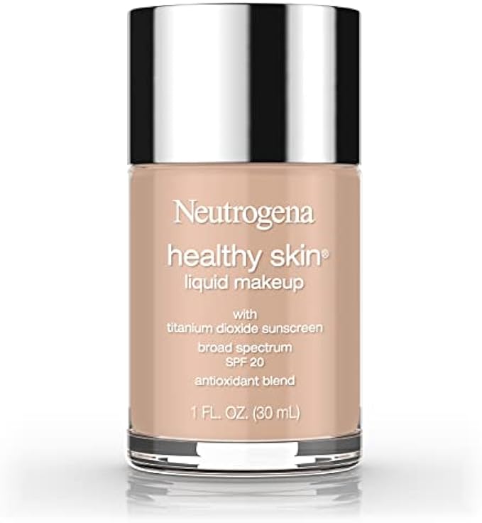 Neutrogena Healthy Skin Liquid Makeup Foundation, Broad Spectrum SPF 20 Sunscreen, Lightweight & Flawless Coverage Foundation with Antioxidant Vitamin E & Feverfew, 90 Warm Beige, 1 fl. oz
