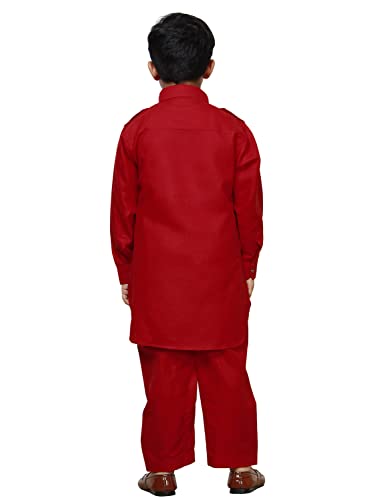 Image of Pro-Ethic Style Developer Kids Ethnic Wear Cotton Pathani Suit for Boys|Plain Kurta Pajama