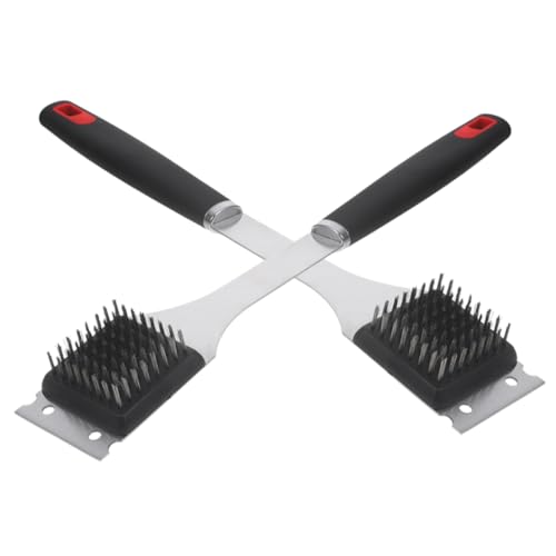 NULYLU 2pcs BBQ Grill Cleaning Brush Bristle- BBQ Tool Stainless Steel Grill Brush