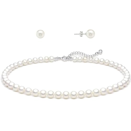 Image of Zeffy Pearl Necklace 4MM /6MM /8MM Dainty Round Imitation Pearl Choker Necklace Wedding Pearl Necklace Delicate Jewelry for Women Simple Bridesmaid Jewelry Gifts