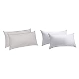 Pikolin Home - Pack de 2 Almohadas de Fibra, con Tratamiento Aloe Vera, firmeza Baja + Home - Pack de 2 Fundas de Almohada cutí, 100% algodón satén, 40x90cm (Todas Las Medidas)