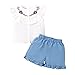 LROSEY Toddler Girl Summer Shorts Set Tenue Estive Canotta Pantaloncini Abbigliamento Carino per Bambine, bianco, 3-4 anni