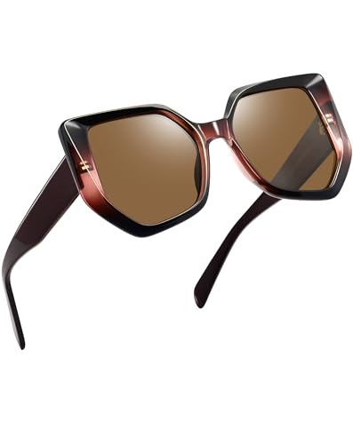 Lunettes de soleil polarisées pour femmes : grand modèle polygonal œil de chat acétate