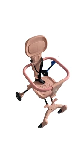 GERRBG ベビーウォーカー、折りたたみ式、軽量、超軽量、4.2 kg、持ち運び用ハンドル、ベビーカー一輪車 (ピンク,ネイキッドカー)