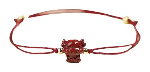 HBALDTEDC Cinnabar Wealth Lucky Charms Bracelet, Bijou Authentique Chakra Cristal guérison Reiki amulette Bonne Fortune Courageux Chanceux Richesse Mauvais Esprits Bracelet Hommes Femmes(Fu NIU)