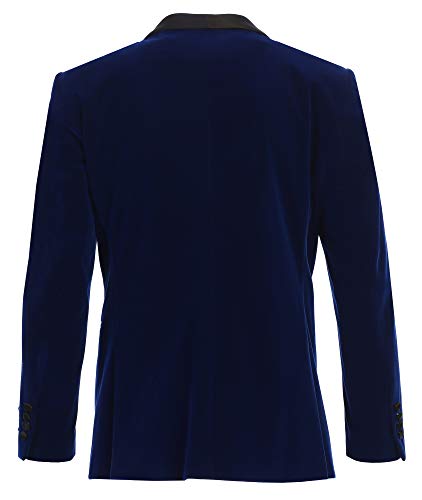 Men's Premium Slim Fit Shawl Lapel Velvet Jacket-Many Colors (52 Regular, Indigo Blue with Black)2