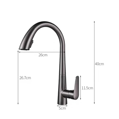 Mitigeur d'évier extractible au design noir mat avec double bec et rotation 360°