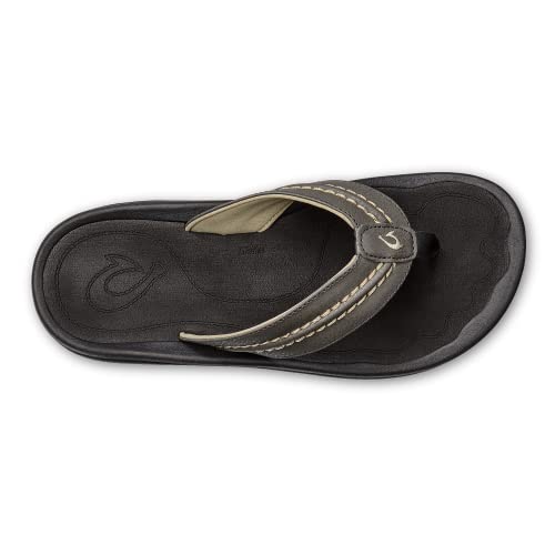 Image of OLUKAI Hokua Men's Beach Sandals, Quick-Dry Flip-Flop Slides, Water Resistant & Wet Grip Rubber Soles, Compression Molded Footbed & Soft Comfort Fit
