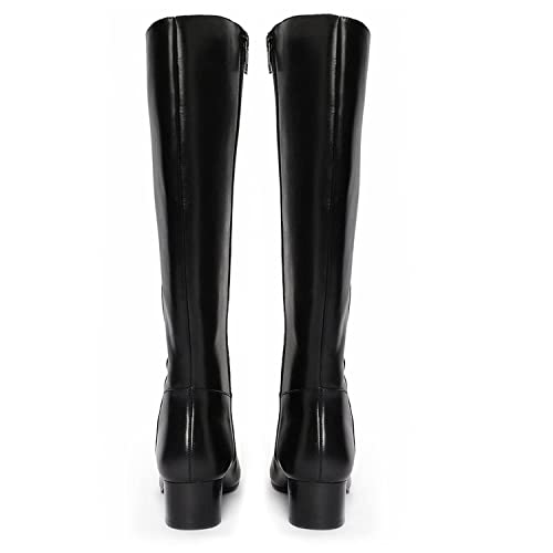 Image of Saint G. Women Leather Handcrafted Knee High Long Boots UK SG /F /1019 /BLK