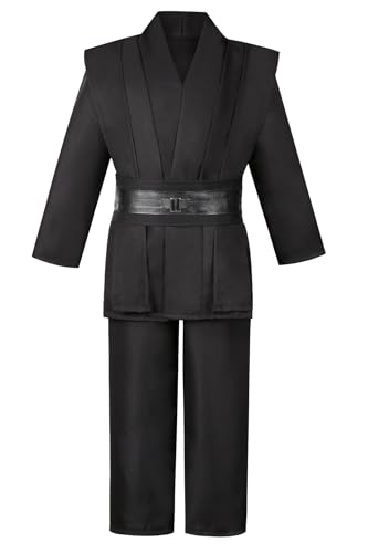 Hauarker HR004BK Kids Jedi Costume Halloween Costumes Boys Star Costume Space Cosplay Outfit Child Tunic Hooded Robe Cloak Uniform Black Hr004Bkl thumb #3