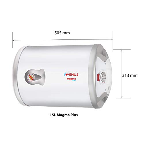 Venus Magma Plus 15GH 15-Litre Horizontal Storage Water Heater (White,bee Star Rating - 3 Stars)
