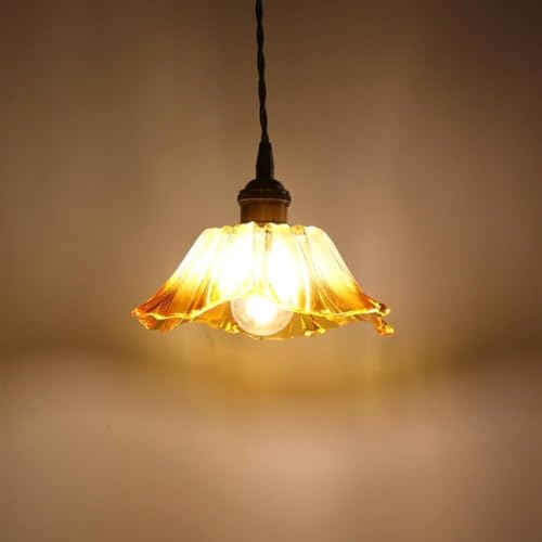 Lámpara colgante de cristal amarillo con forma de flor para comedor e isla 4