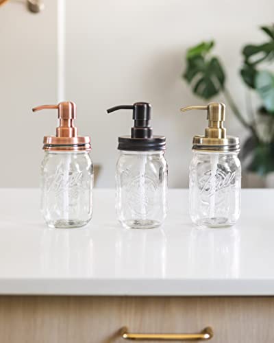 Jarmazing Products Mason Jar Soap Dispenser - Brass - With 16 Ounce Ball Mason Jar - Made From Rust Proof Stainless Steel #TOP3