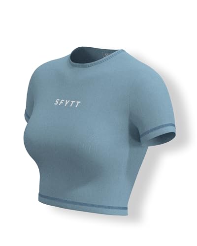 Image of Sfytt Women Gym Crop Top Athletic Yoga Short Sleeve Fitness Tight Tee Outdoor Workout Cropped Tank Tops