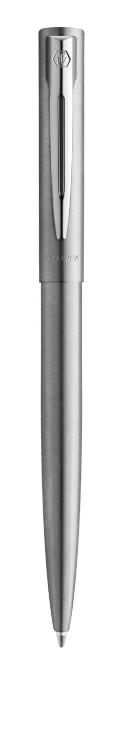 Waterman Allure - Juego de bolígrafos y plumas estilográficas personalizadas, juego de instrumentos de escritura de lujo en negro, regalo elegante para hombre y mujer (acero inoxidable)