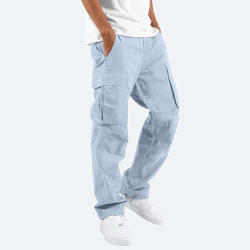 Men Trousers Popular Casual Slim Fit Leggings Trousers Solid Color Pocket Tie Overalls Pants Mens Work Pants for3