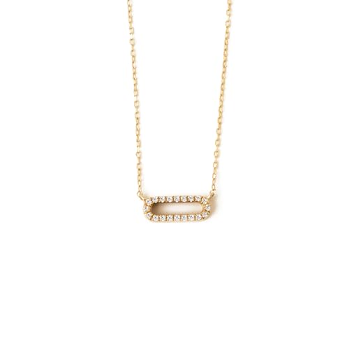 Gelin Diamond Paper Clip Necklace in 14k Solid Gold