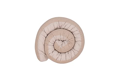 ULLENBOOM ® Baby Kuschelschlange Waffelpique 200x13 cm in Sand (Made in EU) - Kuschelschnecke in vielen Farben und Größen, Bezug: 100% ÖkoTex Baumwolle, Nackenrolle Cover
