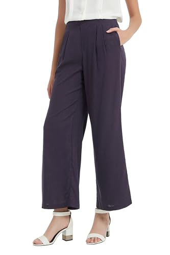 Womens Cotton Linen Wide Leg Pants Summer Flowy Beach Casual Loose Trousers with Pockets