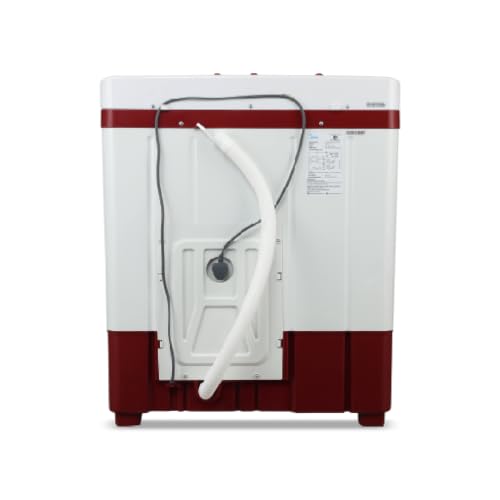 Image of Midea 6.5kg Semi Automatic Top Load Washing Machine, Dual Wave Pulsator, Heavy Duty Motor, 1350 RPM High-Speed Spin, Collar Scrubber, Top Load Washer (MWMSA065PDX (MW), Maroon-White)