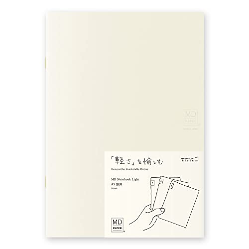 Image of DESIGNPHIL 15303006 Midori Notebook, MD Notebook, Light, A5, Unruled, Set of 3, A