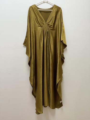 Image of RanRui Caftans for Women Solid Color Chiffon Plus Size Kaftan Dresses Beach Cover Up V Neck Batwing Sleeve Caftans Loungewear