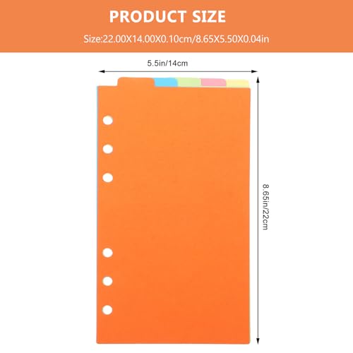 Abaodam 6セット カラフルインデックス仕切り紙 ファイル用リフィルペーパー 耐久性厚手ノートバインダーオーガナイザー 学習や学校オフィ